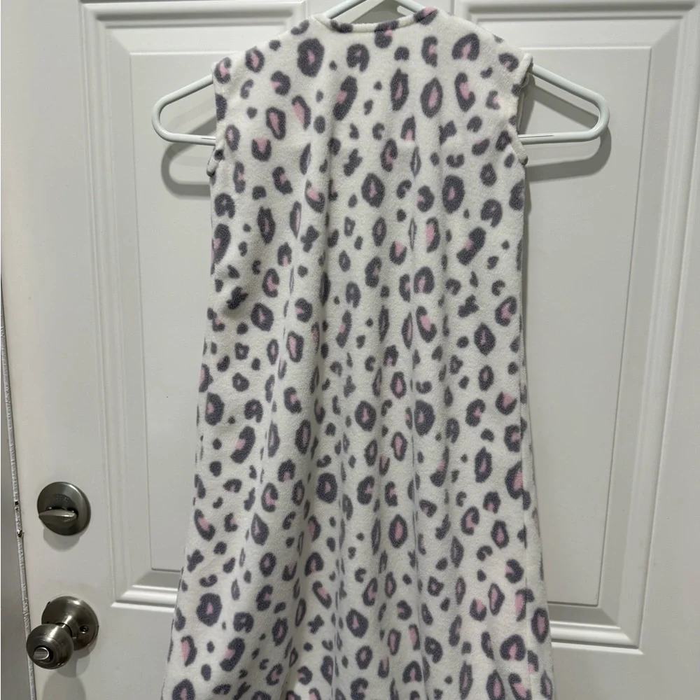 Halo Kids Fleece Sleep Sack - White with Pink & Gray Leopard Print